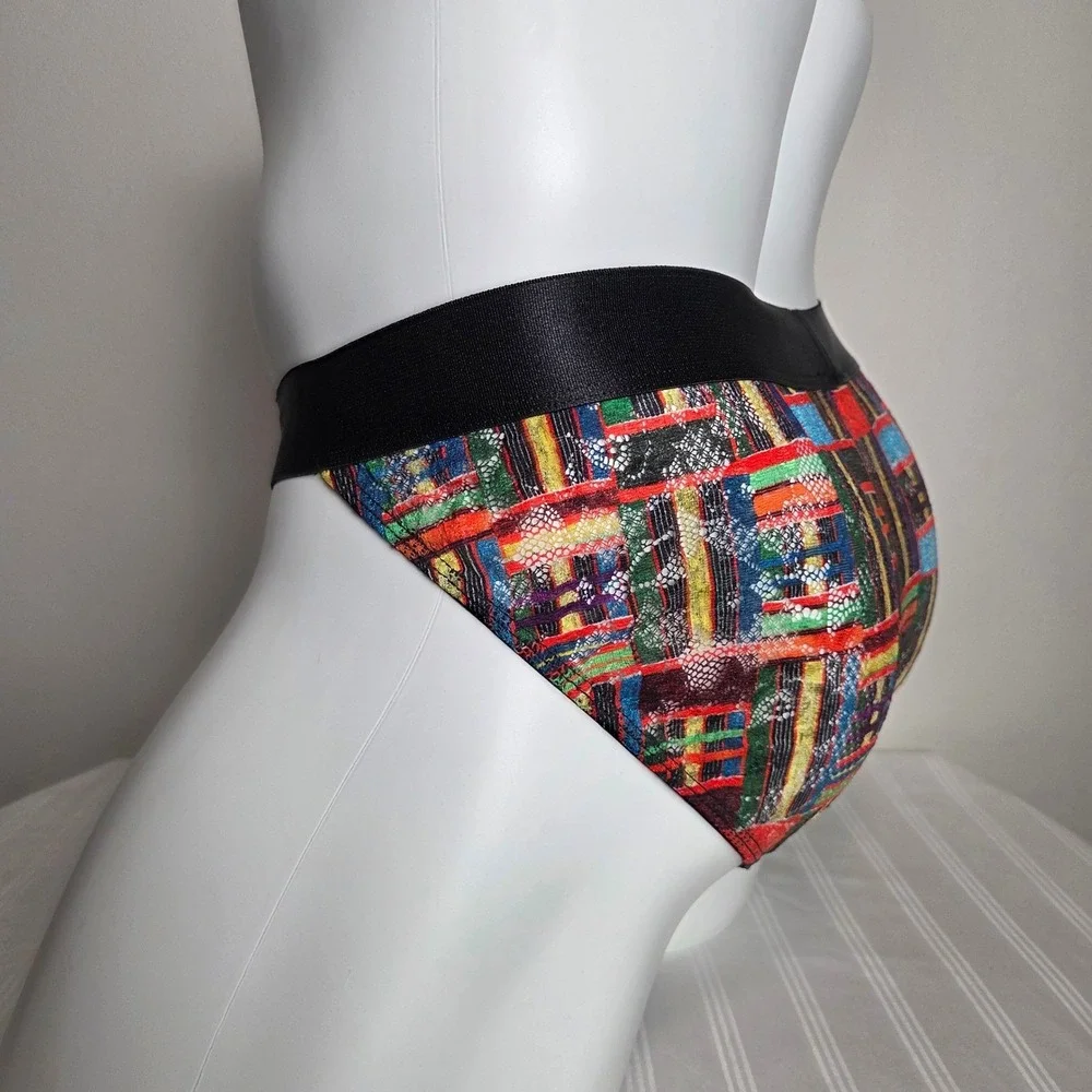 Cosabella Mens‎ Abstract Geometric Print Low Rise Brief Mesh Lace Underwear